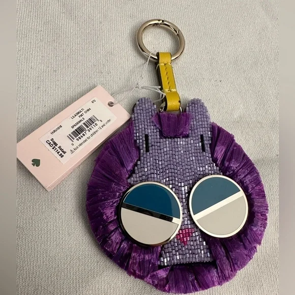 NWT Kate Spade Spademals Raffia Money Bunny Dangle Keychain - Picture 2 of 4